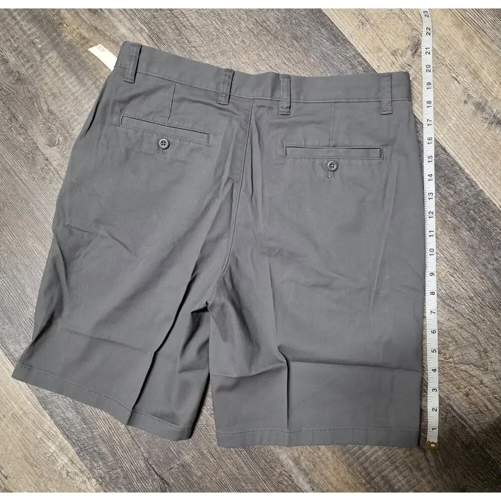 Amazon Essentials Mens Shorts Size 32 Charcoal Chino Flat Front Stretch NWT - Picture 6 of 6
